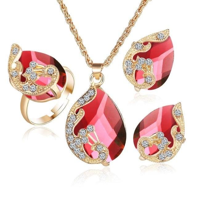 Crystal Peacock Jewelry Sets Bride Wedding Necklace