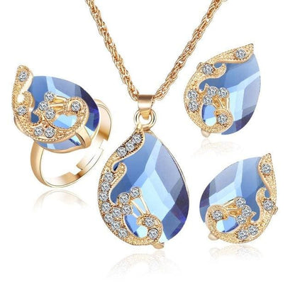 Crystal Peacock Jewelry Sets Bride Wedding Necklace