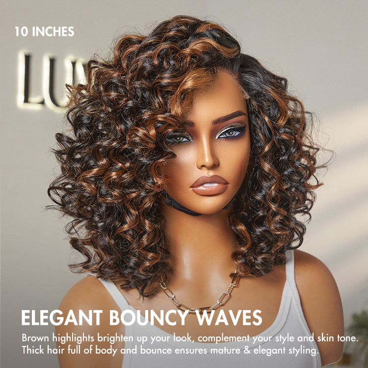 ⏰(Last Day Sale-80% OFF)⏰Mature Bouncy Left C Part Loose Wave Glueless Minimalist HD Lace Wig Pre Cut Lace