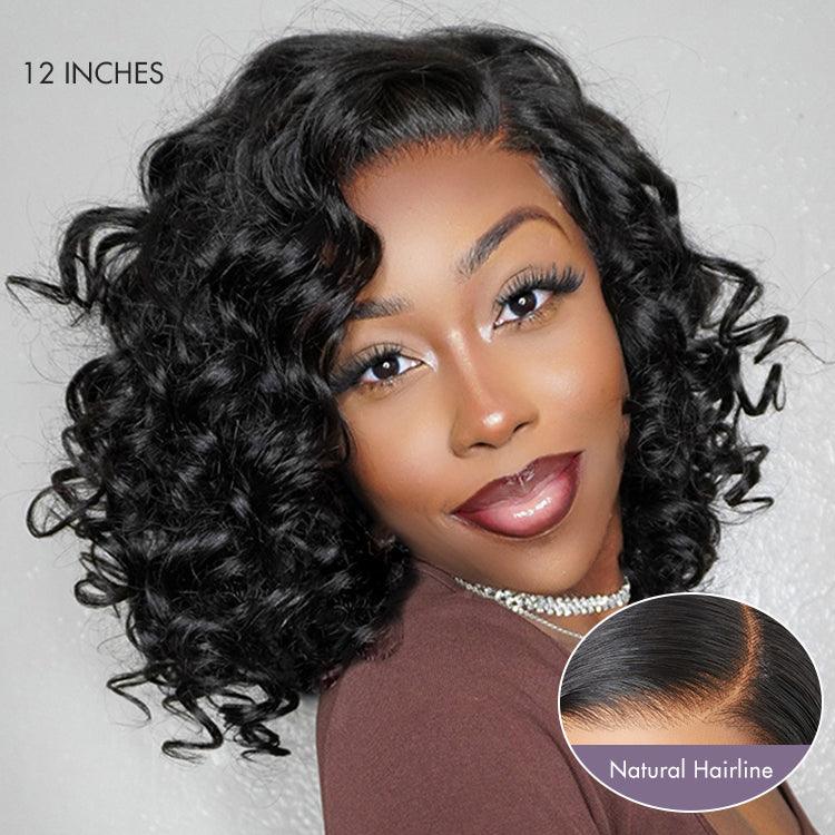 ⏰(Last Day Sale-80% OFF)⏰Mature Bouncy Left C Part Loose Wave Glueless Minimalist HD Lace Wig Pre Cut Lace