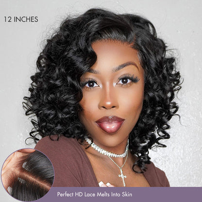 ⏰(Last Day Sale-80% OFF)⏰Mature Bouncy Left C Part Loose Wave Glueless Minimalist HD Lace Wig Pre Cut Lace